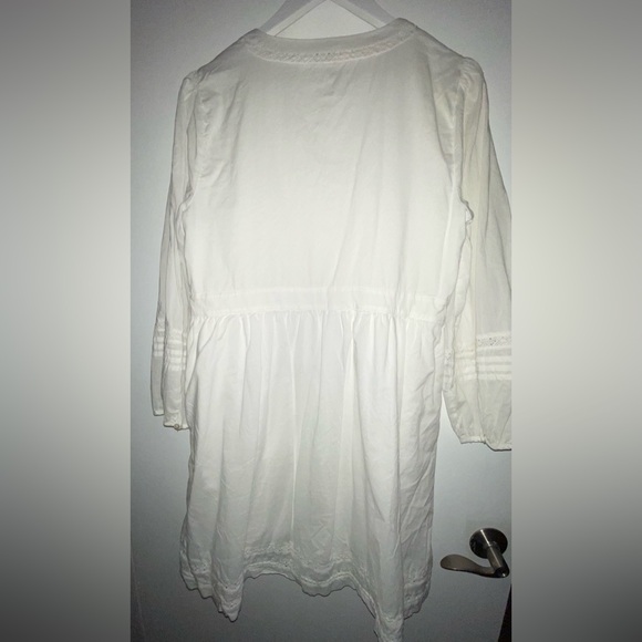 J. Crew Factory V-neck Cotton White Peasant Dress Size M Lined Romantic Cottage - Picture 14 of 16